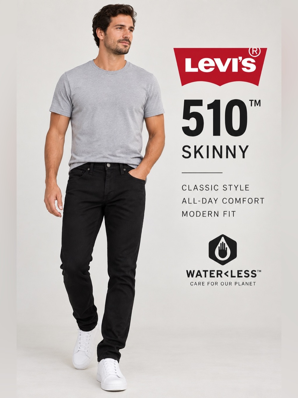 Levi’s 510 Skinny Jeans Men’s W34 L32 Black Stretch Denim
